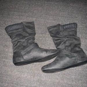 Grey mid calf booties